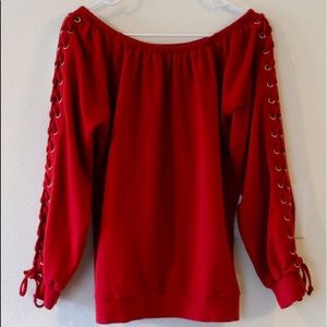 Venus Long Sleeved Red Shirt Sweater